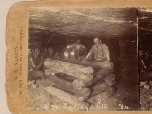 ANTIQUE G B NEILSON SPRINGS GOLD MINE STEREOSCOPE VIEWER CARD