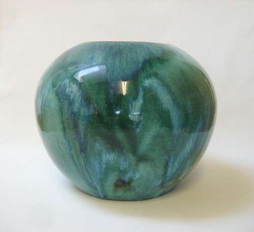 VINTAGE LINN WARE VIRIDIAN GLAZED SOUTH AFRICAN STUDIO POTTERY VASE c1940's