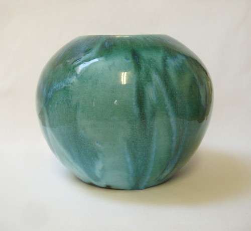 VINTAGE LINN WARE VIRIDIAN GLAZED SOUTH AFRICAN STUDIO POTTERY VASE c1940's