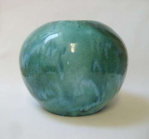 VINTAGE LINN WARE VIRIDIAN GLAZED SOUTH AFRICAN STUDIO POTTERY VASE c1940's