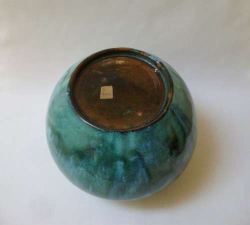 VINTAGE LINN WARE VIRIDIAN GLAZED SOUTH AFRICAN STUDIO POTTERY VASE c1940's