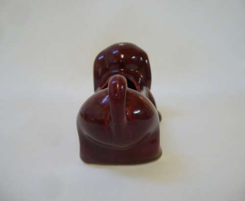 VINTAGE LUCIA WARE No: 2008 BURGUNDY DACHSHUND TROUGH VASE c1940s
