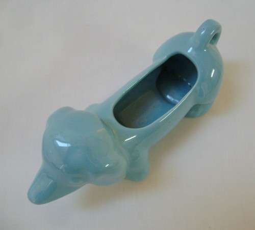 VINTAGE LUCIA WARE No: 2008 PALE BLUE DACHSHUND TROUGH VASE c1940s