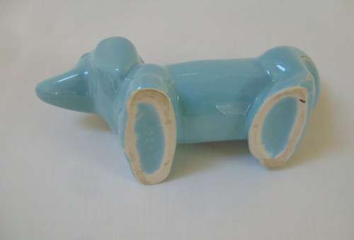 VINTAGE LUCIA WARE No: 2008 PALE BLUE DACHSHUND TROUGH VASE c1940s