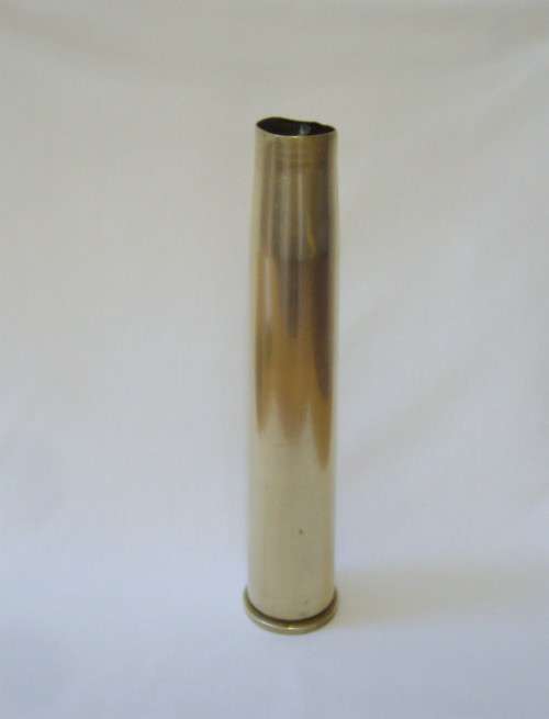 VINTAGE SOUTH AFRICAN - BRITISH 40MM MK4 BOFORS ANTI-AIRCRAFT CANNON BRASS SHELL CASING c1956