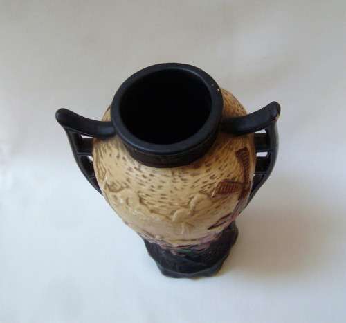 VINTAGE CYPLES OLD POTTERY EMBOSA WARE DUTCH CHINOISERIE 22cm VASE c1928 ~ General Wear & Tear!