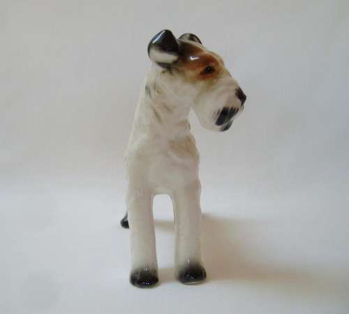 VINTAGE CERAMIC WIRE-HAIRED FOX TERRIER FIGURINE