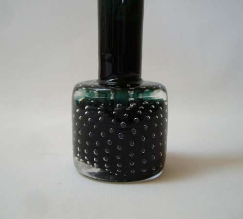 VINTAGE TEAL GREEN GLASS CONTROLLED BUBBLE PAPERWEIGHT STEM VASE