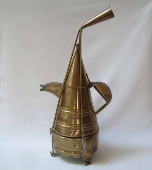 VINTAGE SWAHILI COAST ARAB MARKET VENDOR BRASS COFFEE POT & BRAZIER c1970s