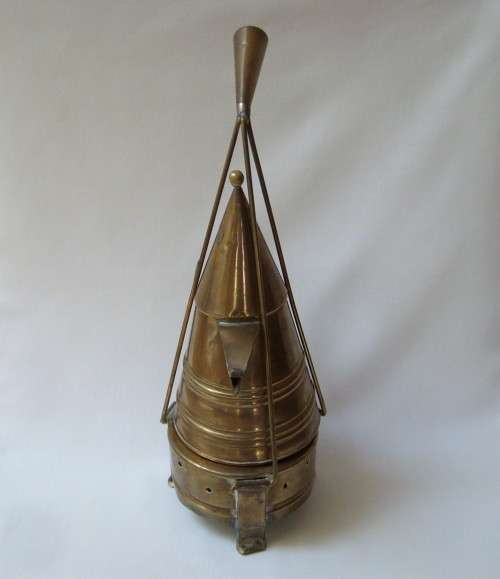 VINTAGE SWAHILI COAST ARAB MARKET VENDOR BRASS COFFEE POT & BRAZIER c1970s