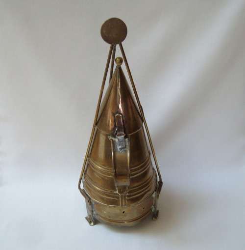 VINTAGE SWAHILI COAST ARAB MARKET VENDOR BRASS COFFEE POT & BRAZIER c1970s