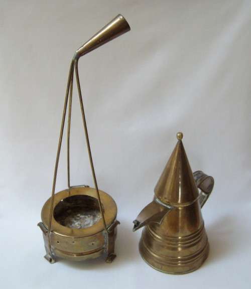 VINTAGE SWAHILI COAST ARAB MARKET VENDOR BRASS COFFEE POT & BRAZIER c1970s
