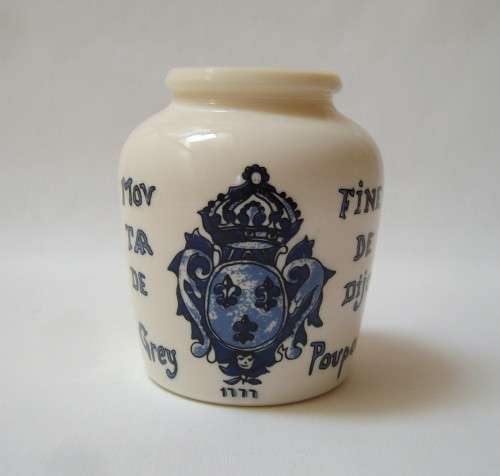 VINTAGE FRENCH OPALEX GLASS 'FORTE AU VIN BLANC MOUTARDE FINE DE DIJON GREY POUPON' JAR c1990s