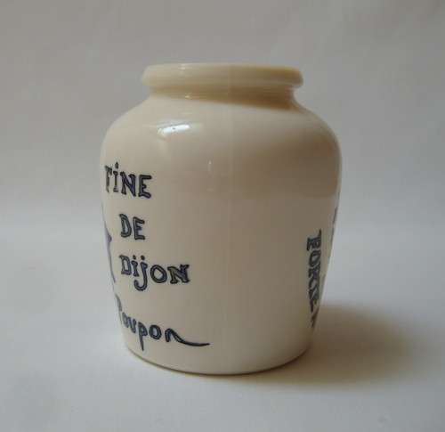 VINTAGE FRENCH OPALEX GLASS 'FORTE AU VIN BLANC MOUTARDE FINE DE DIJON GREY POUPON' JAR c1990s