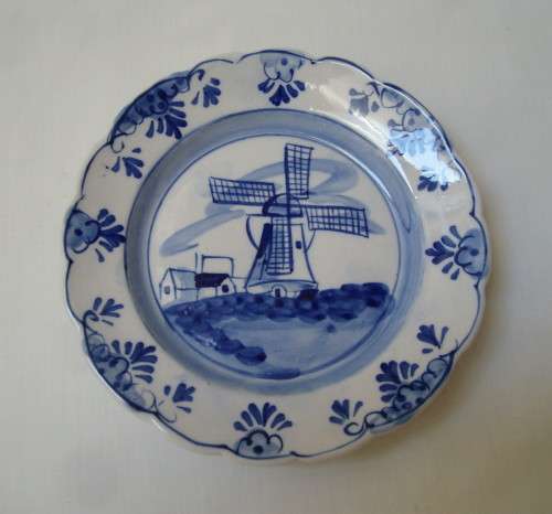 VINTAGE ELWECO DELFT BLUE 'WINDMILL' 14.5cm WALL PLATE