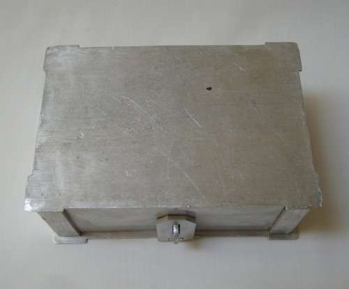 VINTAGE ENGRAVED ALUMINIUM MONEY BOX