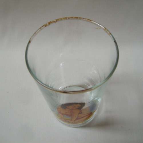 VINTAGE RETRO PIN-UP GIRL BIKINI NUDE DRINKING GLASS
