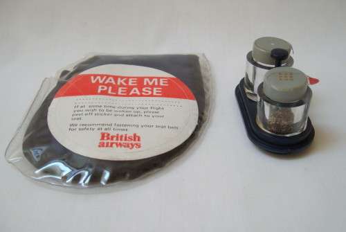 BRITISH AIRWAYS COMPLIMENTARY SLEEP MASK ~ SALT & PEPPER CRUET SET