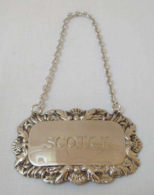 SILVER PLATED WINE LABEL ~ SCOTCH