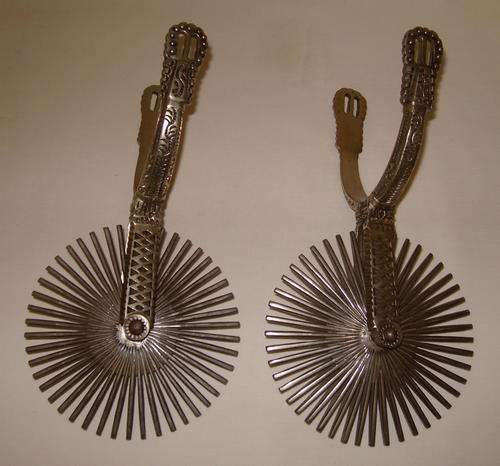 ORNATE ALPACA SILVER COWBOY SPURS c1980's