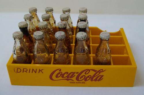 VINTAGE COCA-COLA CRATE OF MINIATURE BOTTLES
