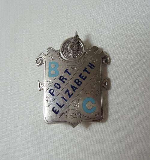 ANTIQUE VICTORIAN BIRMINGHAM HALLMARKED STERLING SILVER PORT ELIZABETH B C BADGE c1893