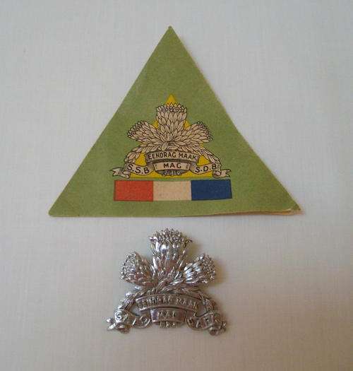 VINTAGE SOUTH AFRICAN ARMOURED CORPS (SAAC) CAP BADGE~SPECIAL SERVICES BATTALION (SSB) GREETING CARD