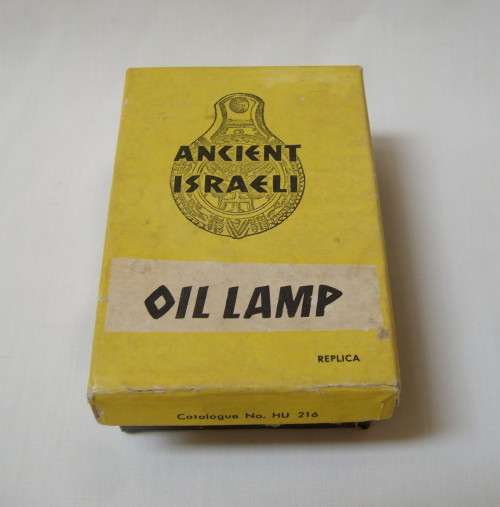 VINTAGE BOXED ANTIQUITIES OF THE HOLY LAND SOUVENIR ANCIENT ISRAELI OIL LAMP