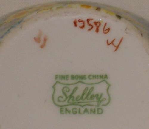 VINTAGE SHELLEY 'PRIMROSE' PATTERN 12586 COFFEE DUO c1945-1966 ~ Cup cracked!