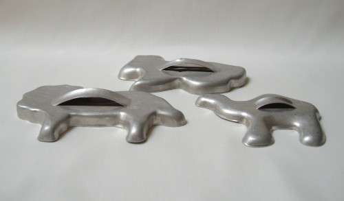 SET OF THREE VINTAGE ALUMINIUM COOKIE CUTTERS