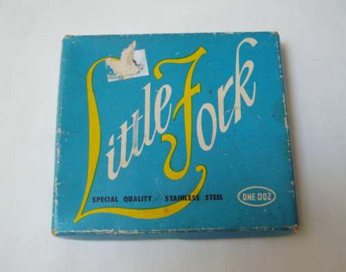 RETRO LITTLE FORK BOXED SET OF 12 COCKTAIL FORKS c1960s