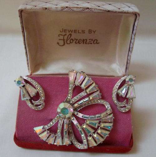 FLORENZA AURORA BOREALIS RHINESTONES COSTUME DEMI PARURE