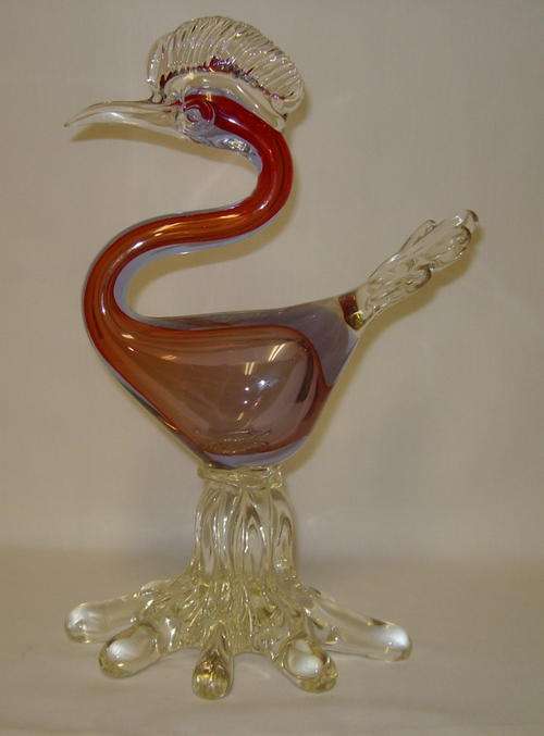 MURANO GLASS SOMMERSO BIRD FIGURINE