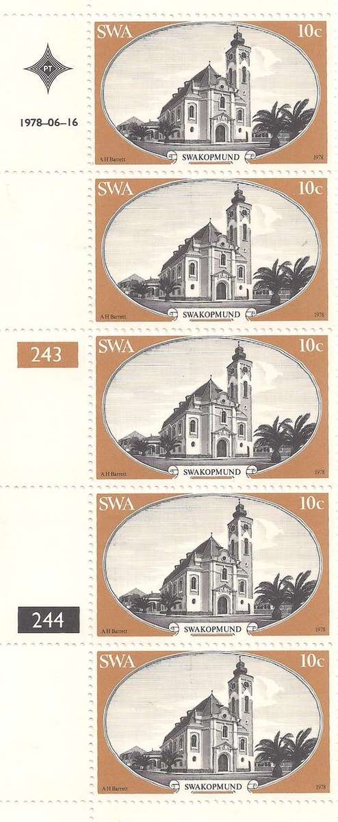 1978 Historic Churches In S.W.A. - 10c Swakopmund - U.M CS Of 5 (CS14B)
