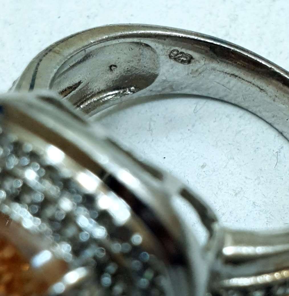 HALLMARKED 925 Sterling Silver Ring Morganite Stone.