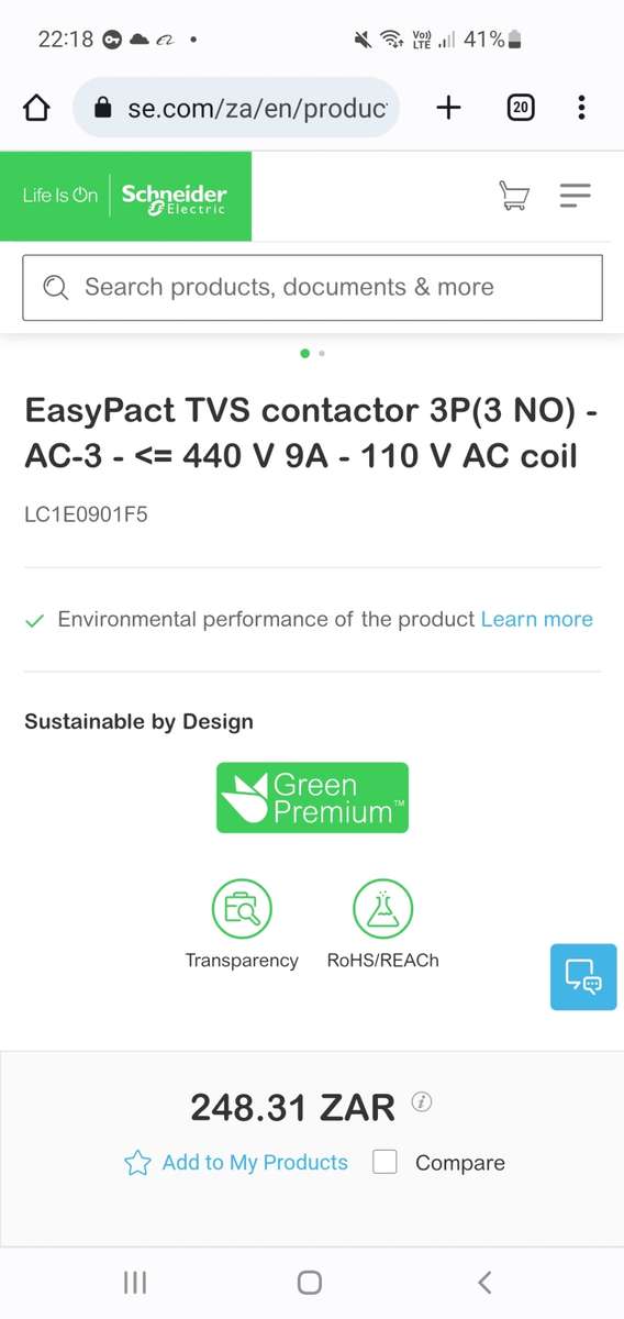 BRAND NEW SCHNEIDER EasyPact SERIES TVS CONTACTOR.
