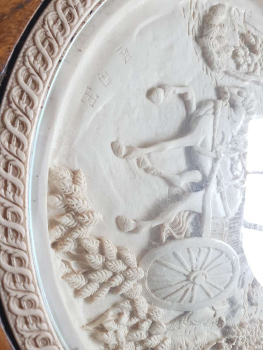 ANTIQUE HAND ENGRAVED HIGH RELIEF SIGNED CHINEESE RESIN SIDE TABLE.