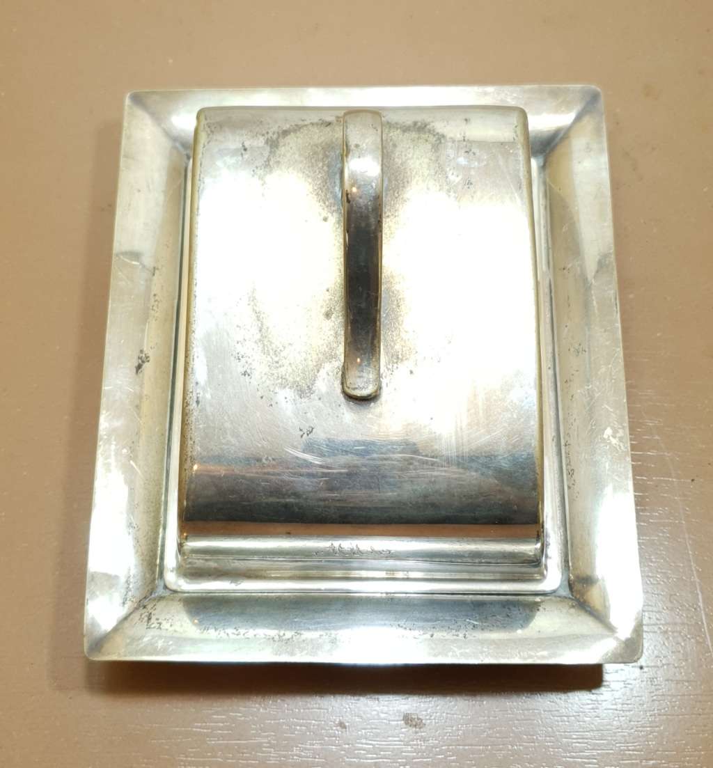 Hotel Silver - Antique Silver Plated Cheese / Butter dome with butter knife.