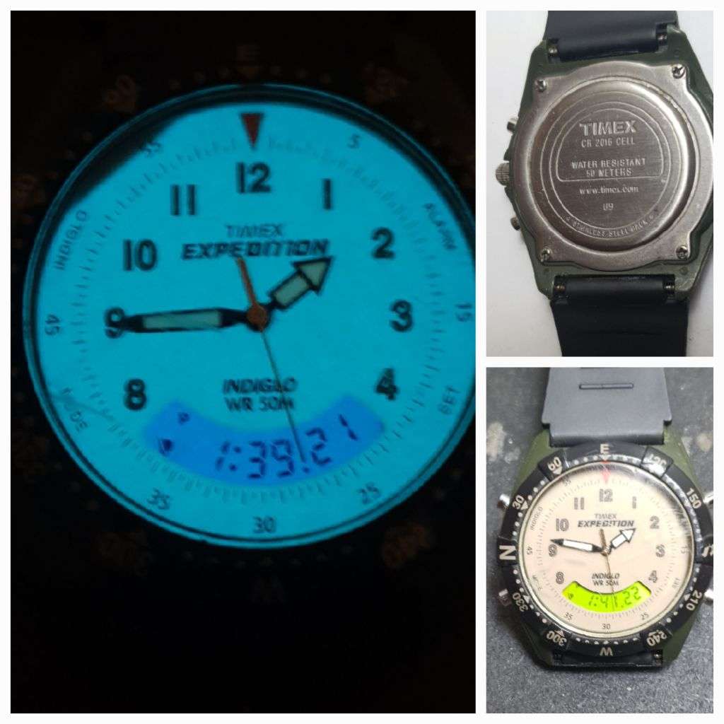 Vintage Timex - Expedition model rugged Indiglow dual mode swiss gents wrist watch.