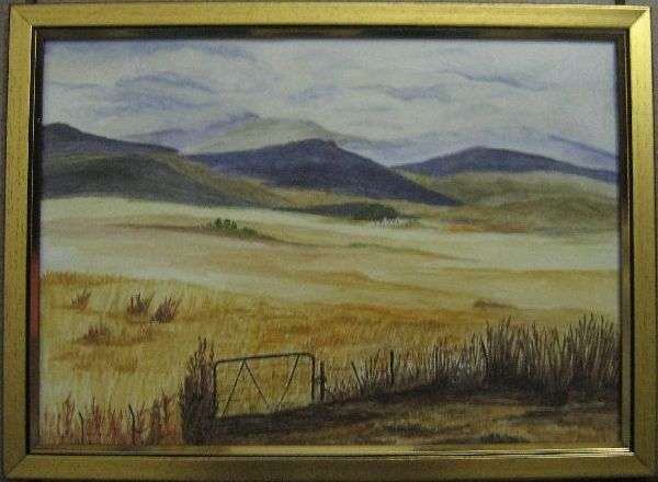 Farm gate - Framed Watercolour A4 by Eliza