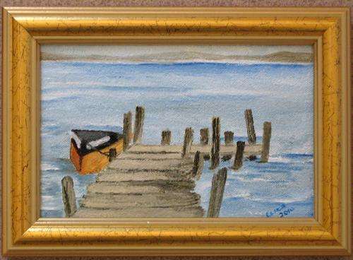 Boat at the Jetty Standing Frame 18cm x 13cm by Eliza