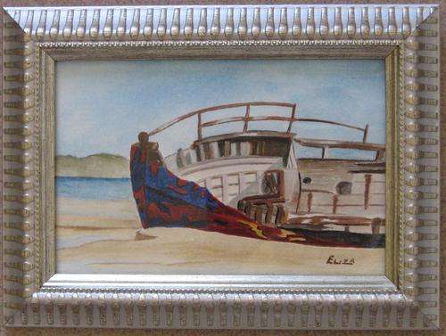 Shipwreck on the Beach Standing Frame 19cm x 14cm by Eliza