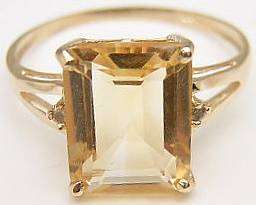 10KT SOLID GOLD WITH   3.8CTS GENUINE CITRINE AND DIAMONDS: IN STOCK