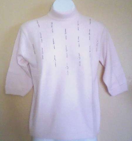 Lovely jersey with sequince detail- Size 34 -34 - soft pink.