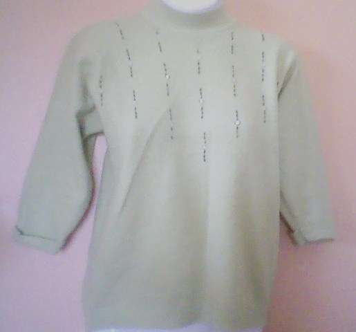 Lovely jersey with sequince detail- Size 34 -34 - pale green.