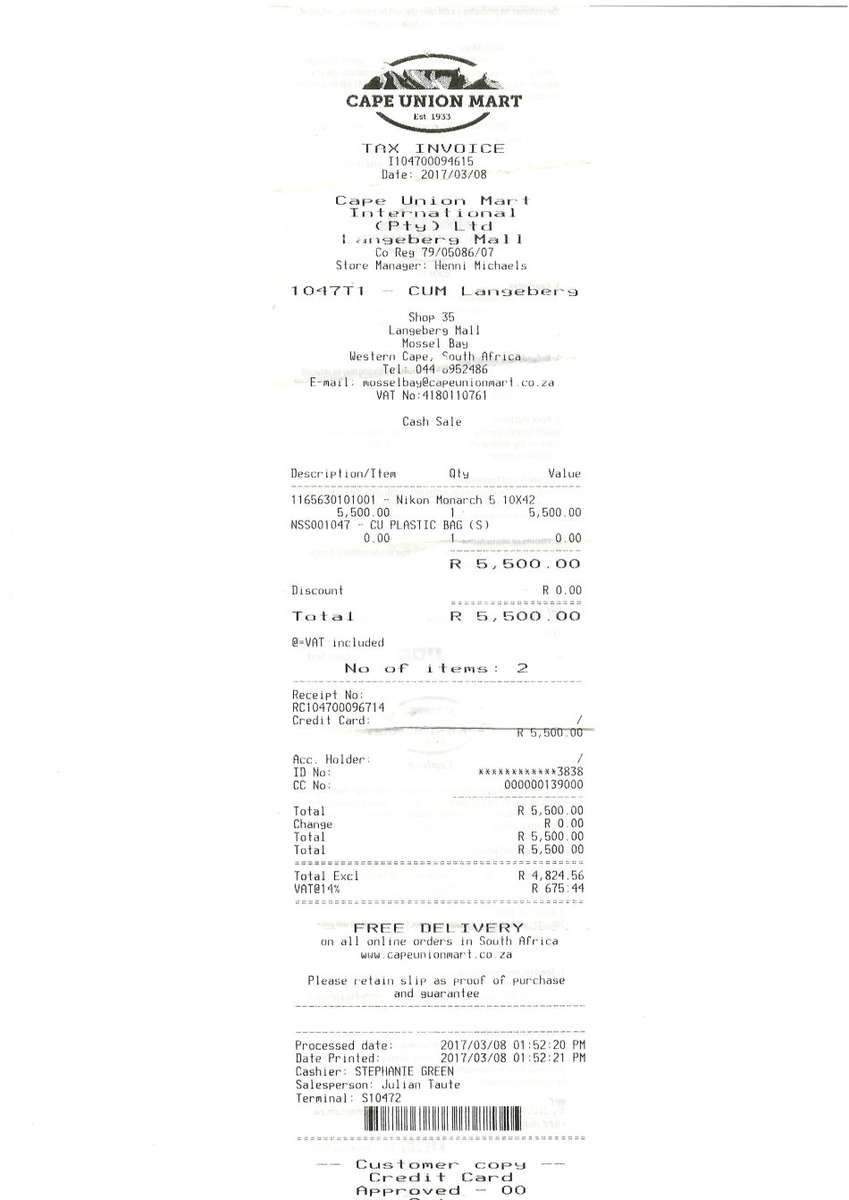 Nikon 10x42 Monarch 5 Binocular - Black EXCELLENT CONDITION!!!