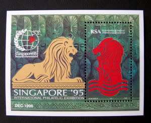 SOUTH AFRICA Mint Miniature Sheet - World Philatelic Exhibition Singapore 1995