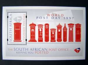 SOUTH AFRICA Mint Miniature Sheet - World Post Day 1997