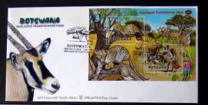 BOTSWANA Miniature Sheet Cover - Kgalagadi Trans Frontier Park 2001
