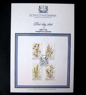 BOPHUTHATSWANA Collector`s Sheet - Indigenous Grasses 1981